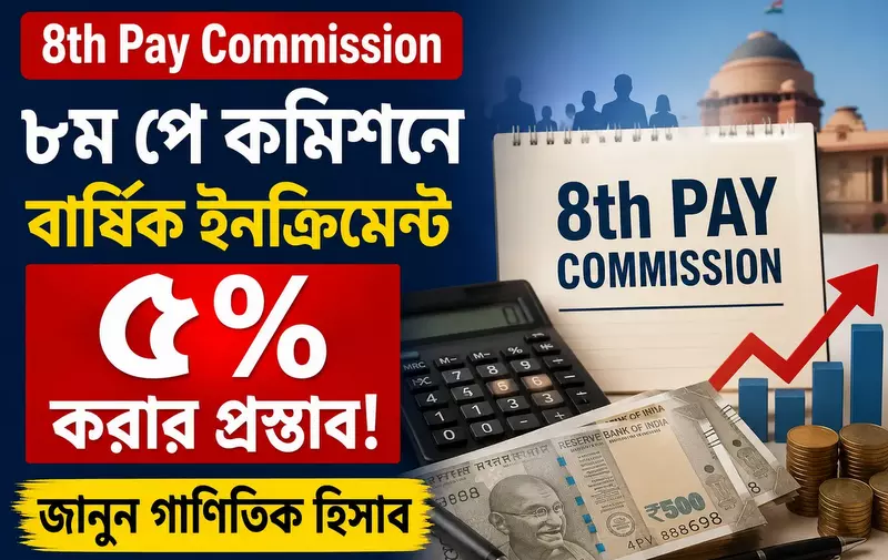 8th Pay Commission Annual Increment: ৮ম পে কমিশনে বার্ষিক ইনক্রিমেন্ট ৫% করার প্রস্তাব! জানুন গাণিতিক হিসাব 1 8th Pay Commission Annual Increment